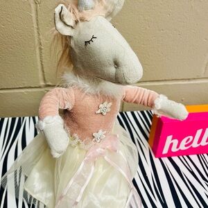 Charming Pink and Cream Stuffed Unicorn Decoration